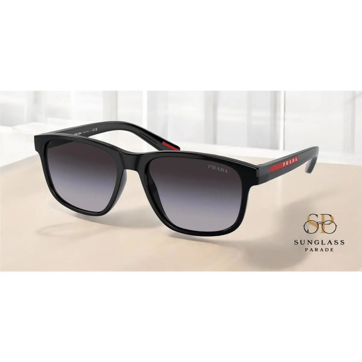 Prada Linea Rossa PS 06YS 1AB09U Black Grey Gradient 56 mm Men`s Sunglasses