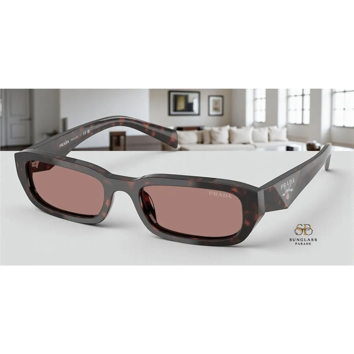 Prada PR B06S 17N60B Root Tortoise Light Brown 53 mm Women`s Sunglasses