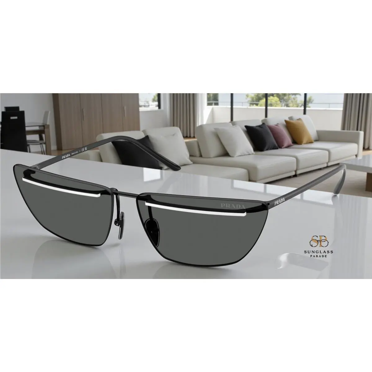 Prada PR C52S YC460T Black White Dark Grey 64 mm Women`s Sunglasses