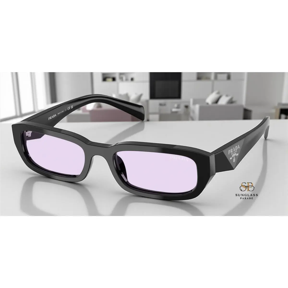 Prada PR B06S 16K40J Black Violet 53 mm Women`s Sunglasses