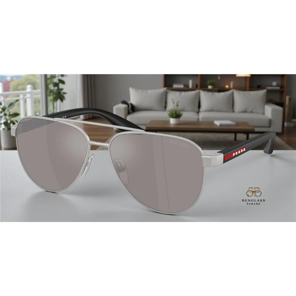 Prada PS A52S 18X80I Matte Grey Purple Brown Mirror Silver 58mm Men`s Sunglasses