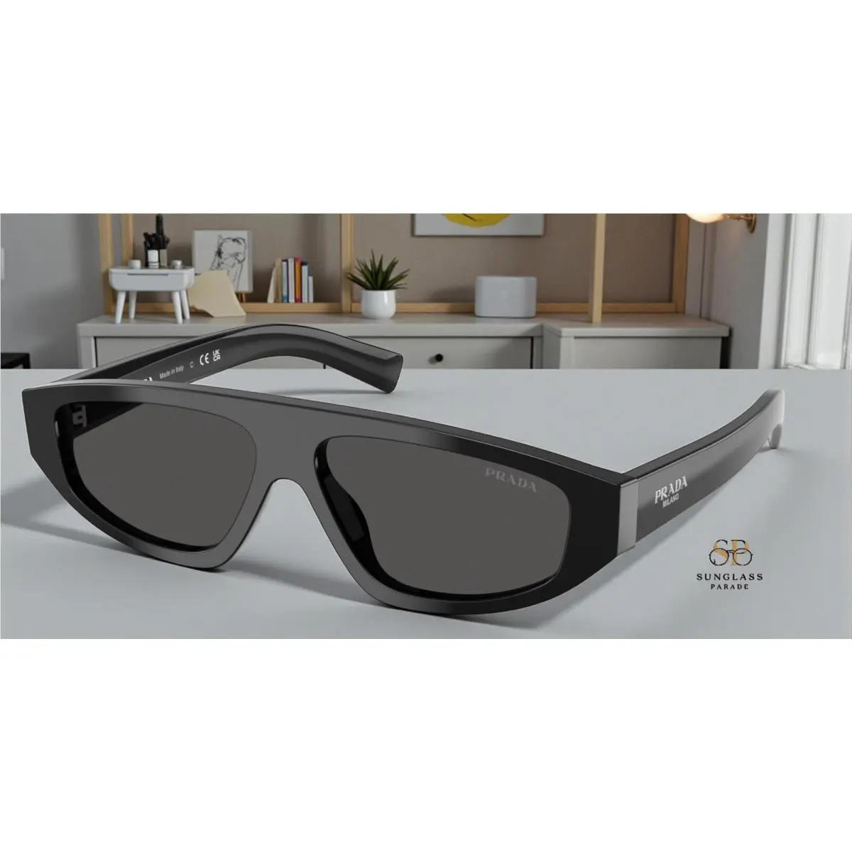 Prada PR C02S 16K08Z Black Dark Grey 57 mm Men`s Sunglasses