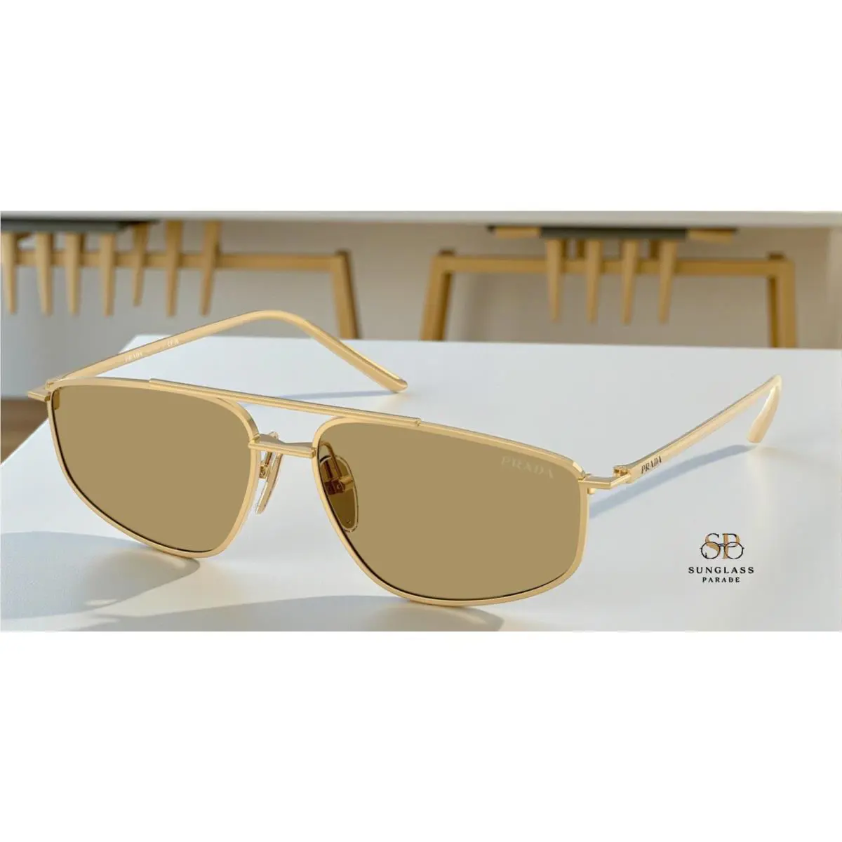 Prada PR C51S 5AK70G Gold Green Olive 58 mm Women`s Sunglasses