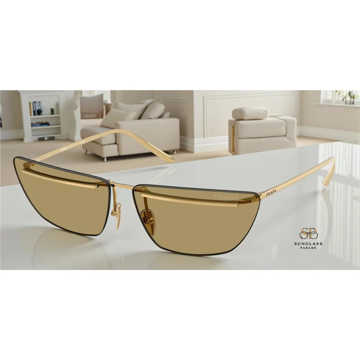 Prada PR C52S 5AK70G Gold Green Olive 64 mm Women`s Sunglasses