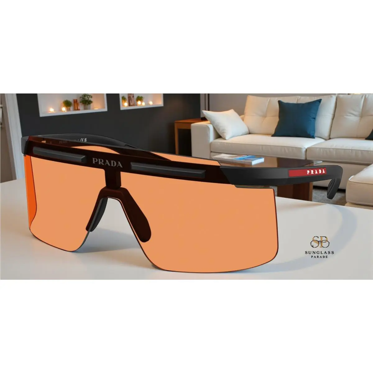 Prada Linea Rossa PS B06S 1BO90U Matte Black Orange 40 mm Men`s Sunglasses