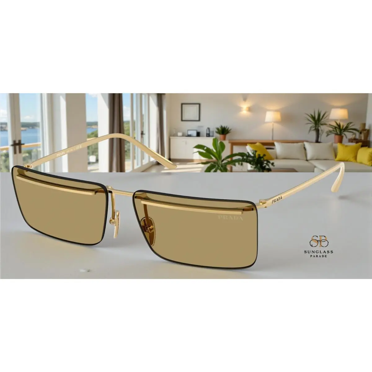 Prada PR C53S 5AK70G Gold Green Olive 60 mm Men`s Sunglasses