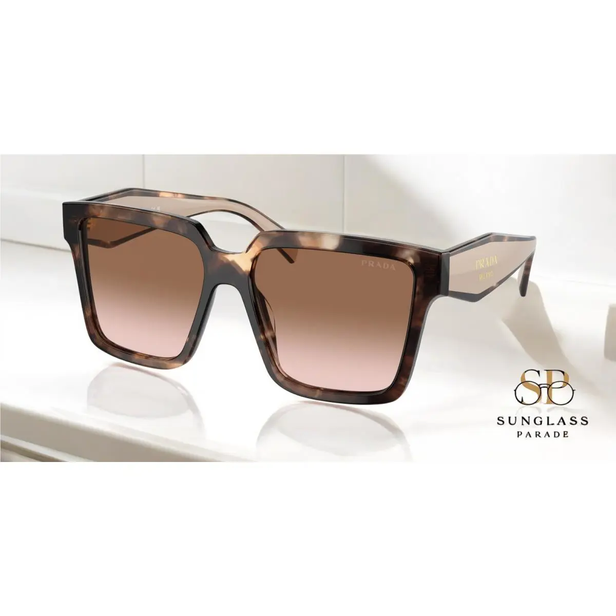 Prada PR 24ZS 07R0A6 Caramel Tortoise Brown Gradient 56 mm Women`s Sunglasses
