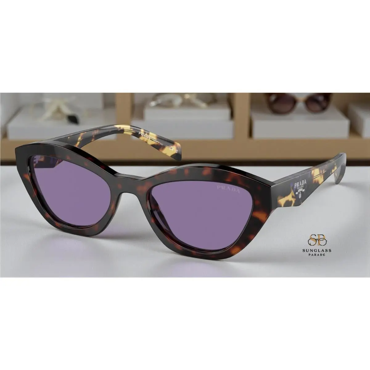 Prada PR A02S 17N50B Havana Violet Mirror Internal Silver 52mm Womens Sunglasses