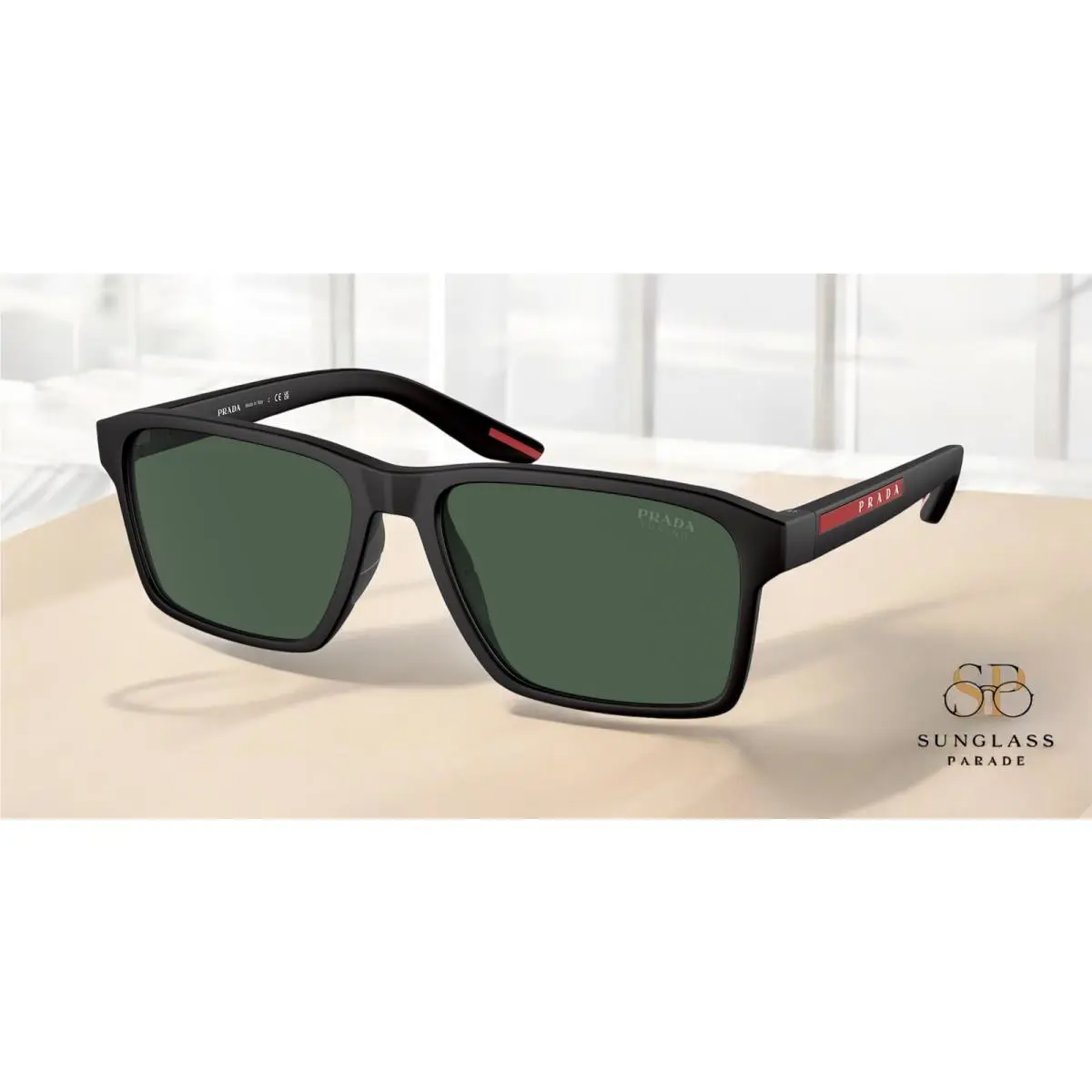 Prada Linea Rossa PS 05YS DG006U Black Tuning Dark Green 58 mm Men`s Sunglasses