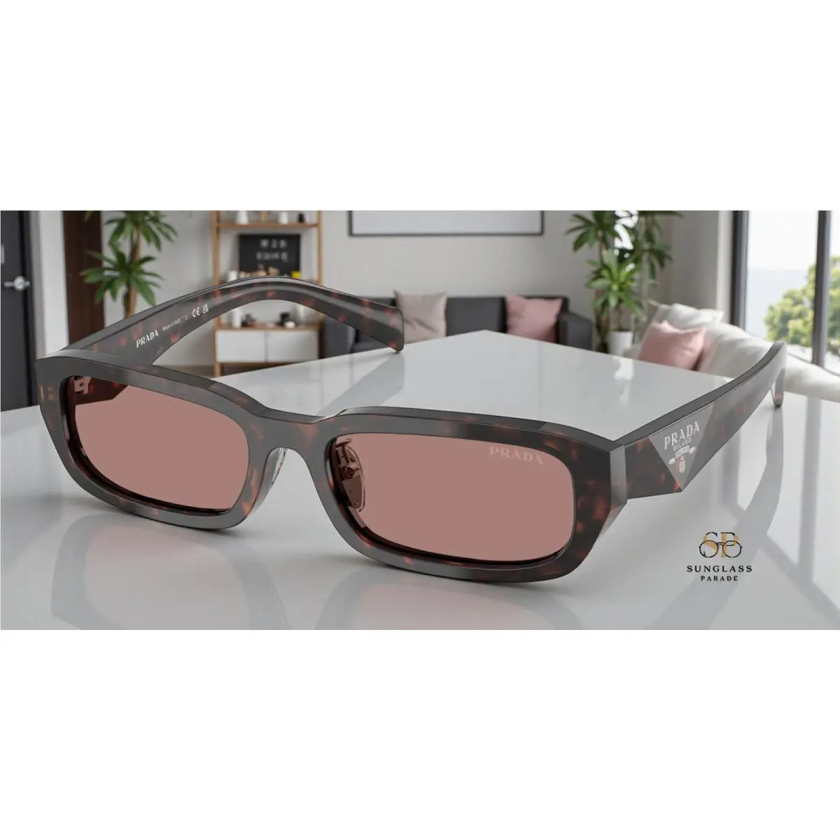 Prada PR B06SF 17N60B Root Tortoise Light Brown 55 mm Women`s Sunglasses