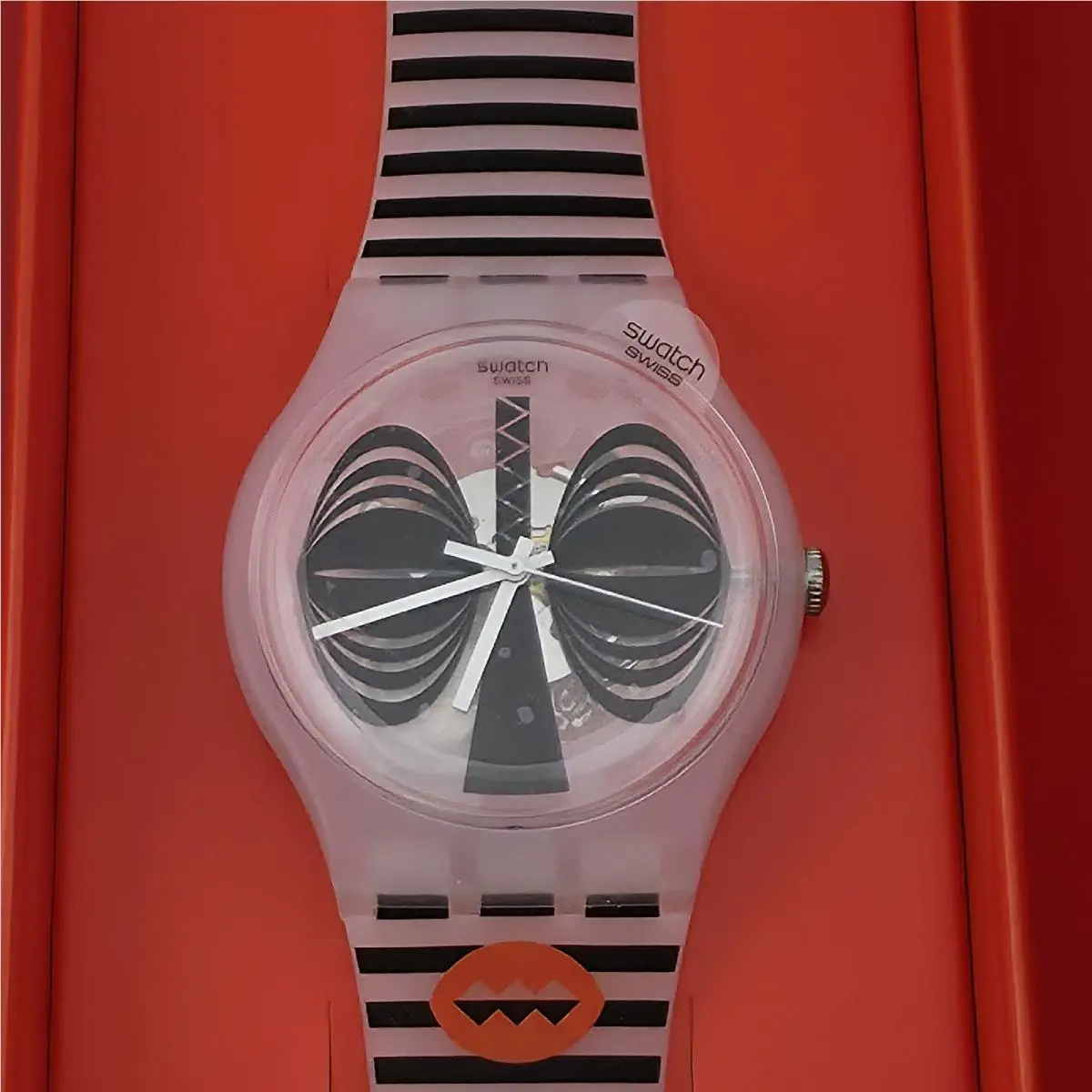 Swatch Maskara Skeleton Clear Dial Silicone Stripes Watch SUOW122