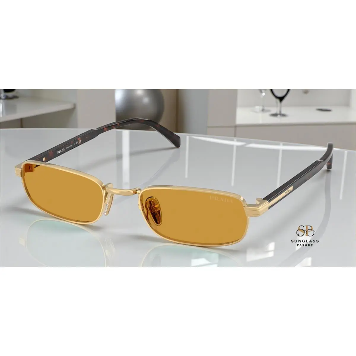 Prada PR B54S 5AK50P Gold Dark Honey 54 mm Men`s Sunglasses
