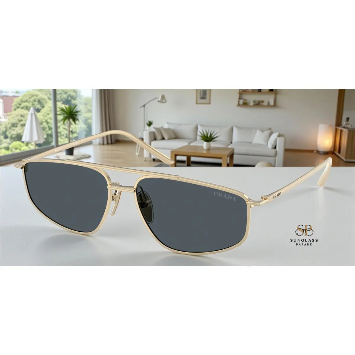 Prada PR C51S ZVN70B Pale Gold Dark Grey 58 mm Women`s Sunglasses