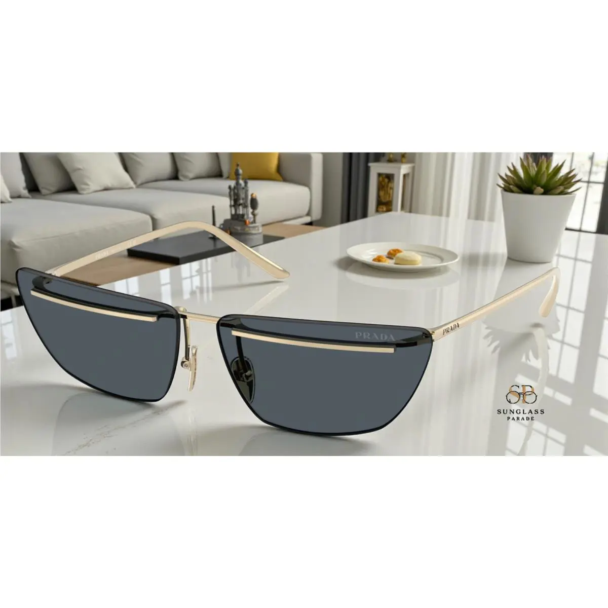 Prada PR C52S ZVN70B Pale Gold Dark Grey 64 mm Women`s Sunglasses