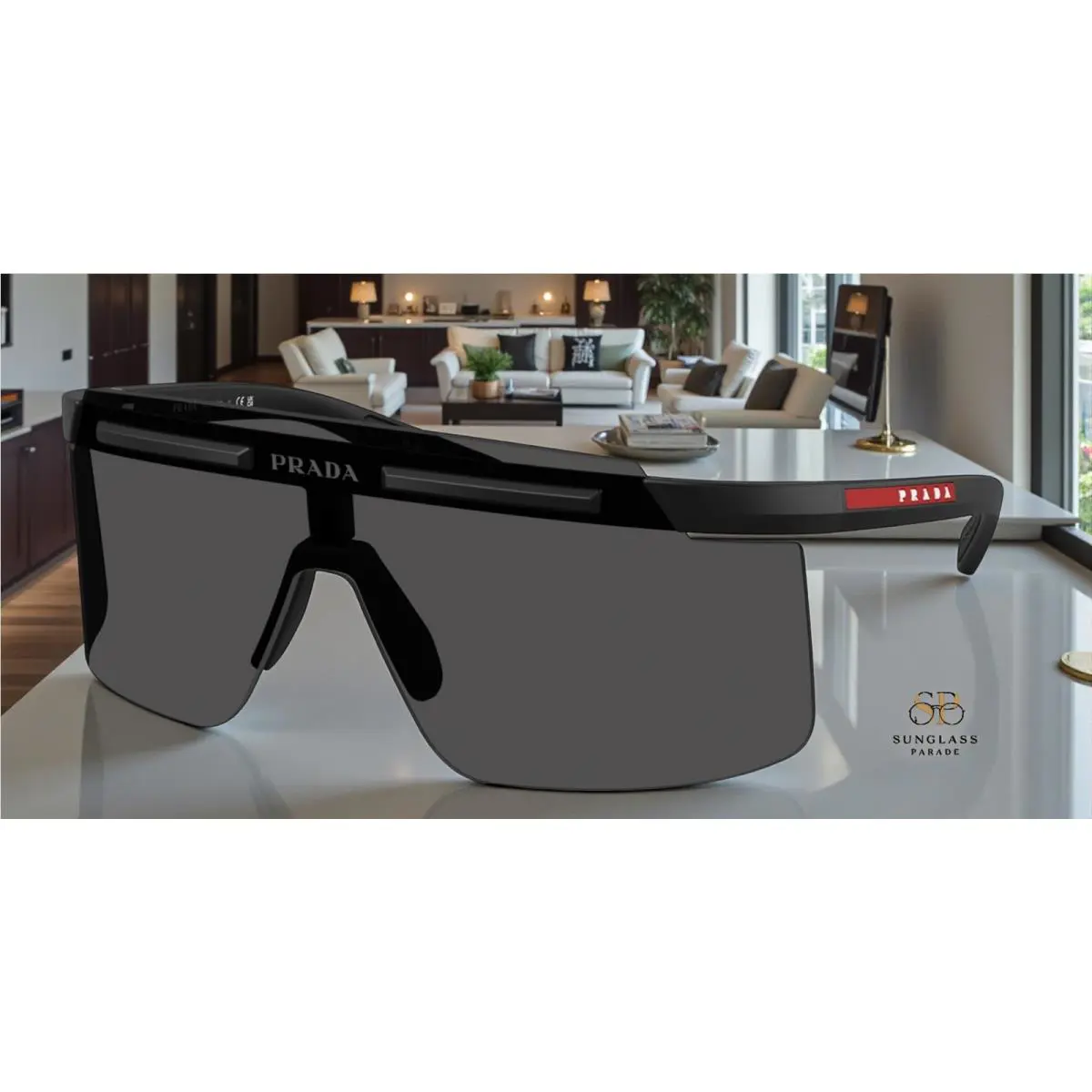 Prada Linea Rossa PS B06S 1BO06F Matte Black Dark Grey 40 mm Men`s Sunglasses