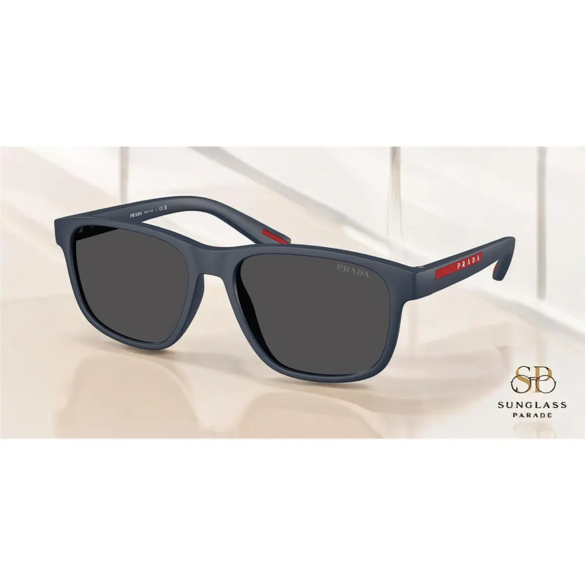 Prada Linea Rossa PS 06YS TFY06F Rubber Blue Dark Grey 56 mm Men`s Sunglasses