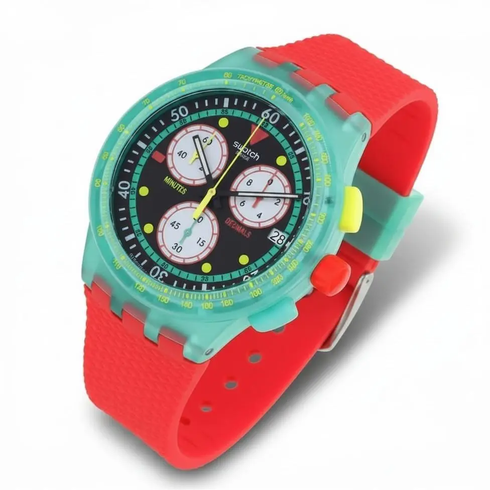 Neon Emerald Chrono SUSG409 Chronograph Quartz Black Dial Unisex Watch by Swatch