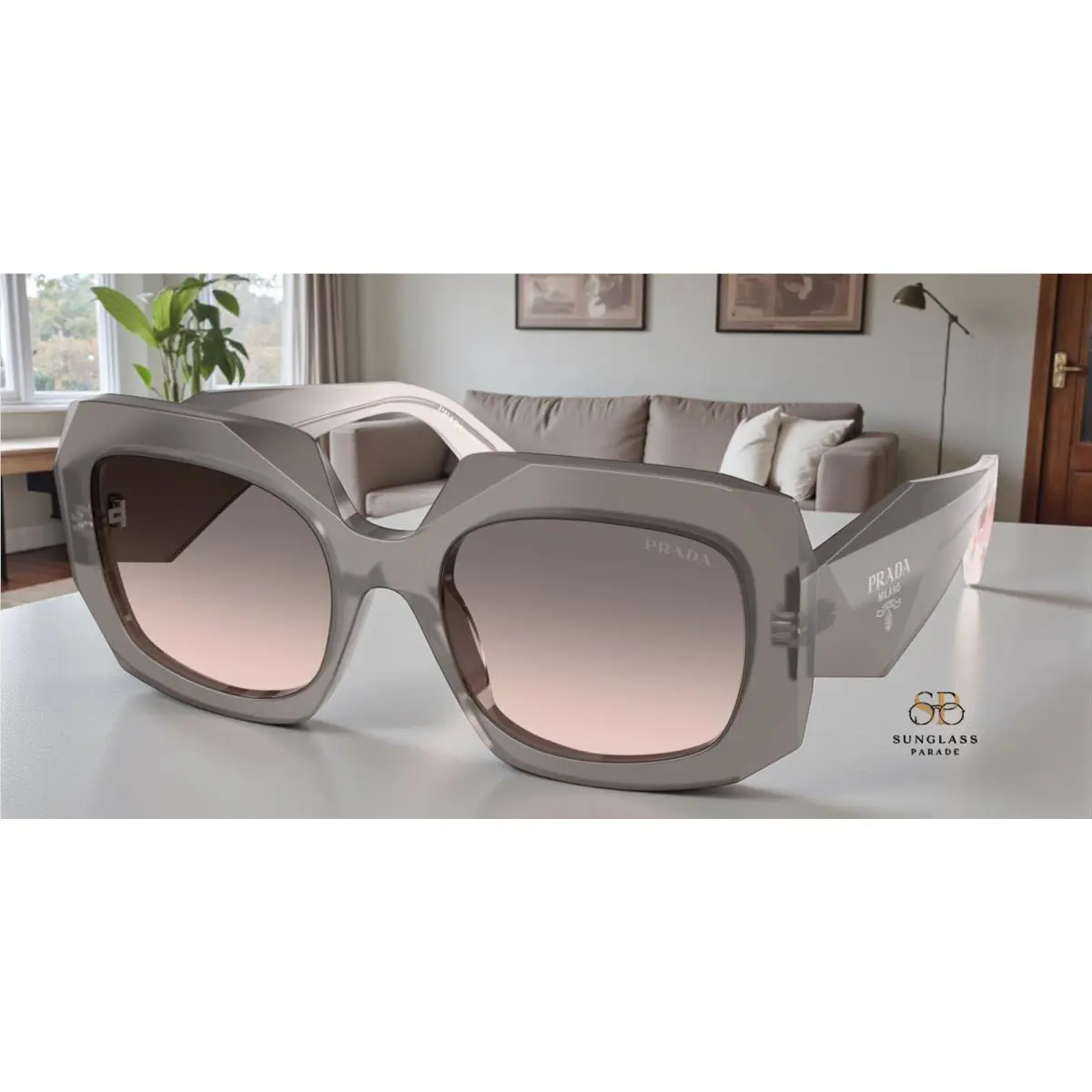 Prada PR B23S 20F70S Grey Pink Gradient Grey 54 mm Women`s Sunglasses