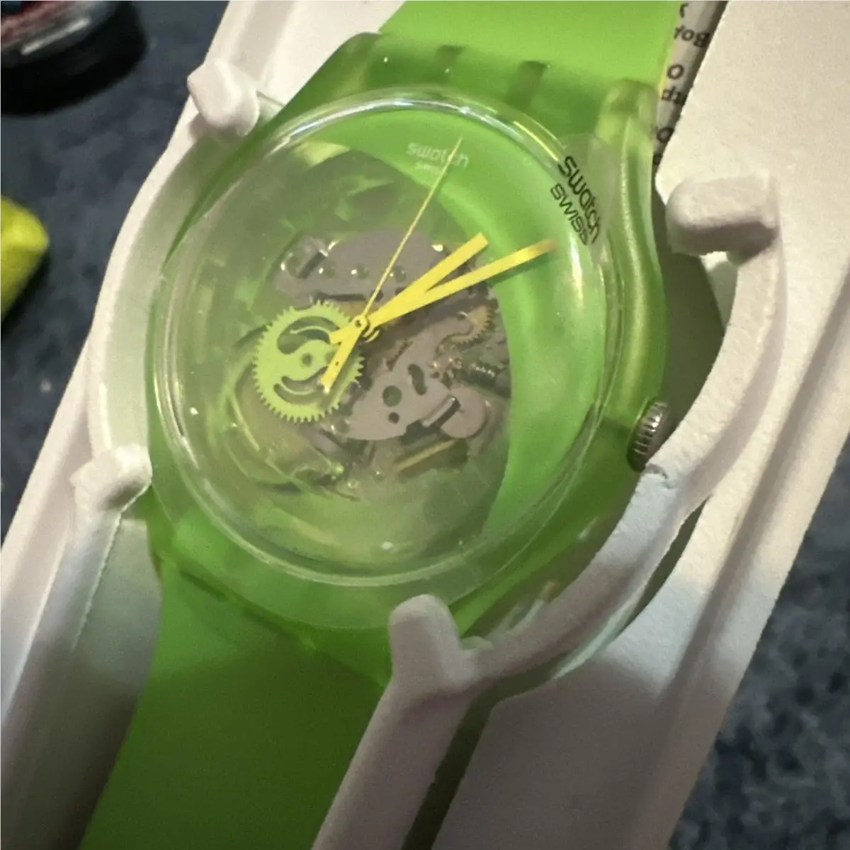 Limited Edition Swatch Pomme-tech Skeleton Green Watch SUOG110