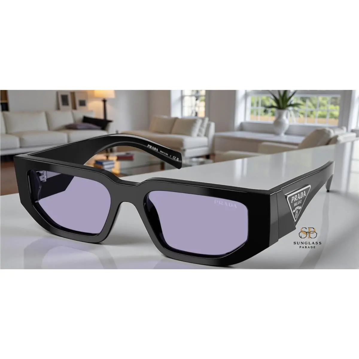 Prada PR 09ZS 16K01O Black Violet 54 mm Men`s Sunglasses