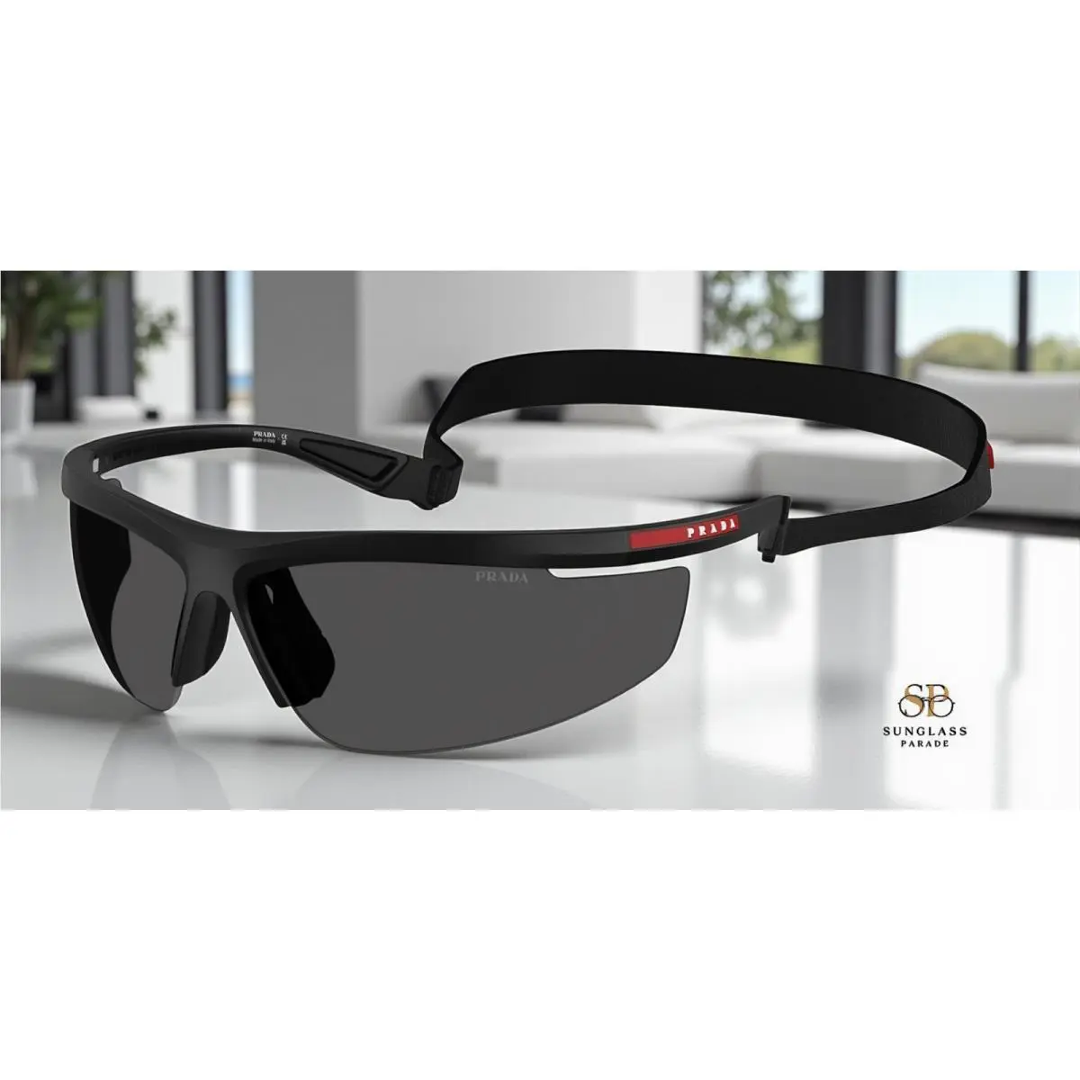 Prada Linea Rossa PS A02S 1BO5S0 Nero Opaco Ardesia 96 mm Men`s Sunglasses