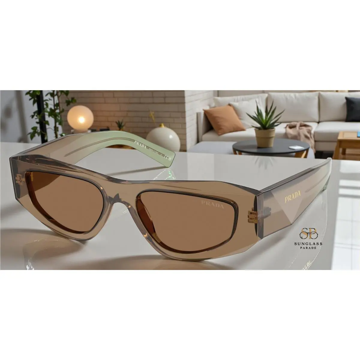 Prada PR B19S 29E90F Terra Light Brown 52 mm Men`s Sunglasses