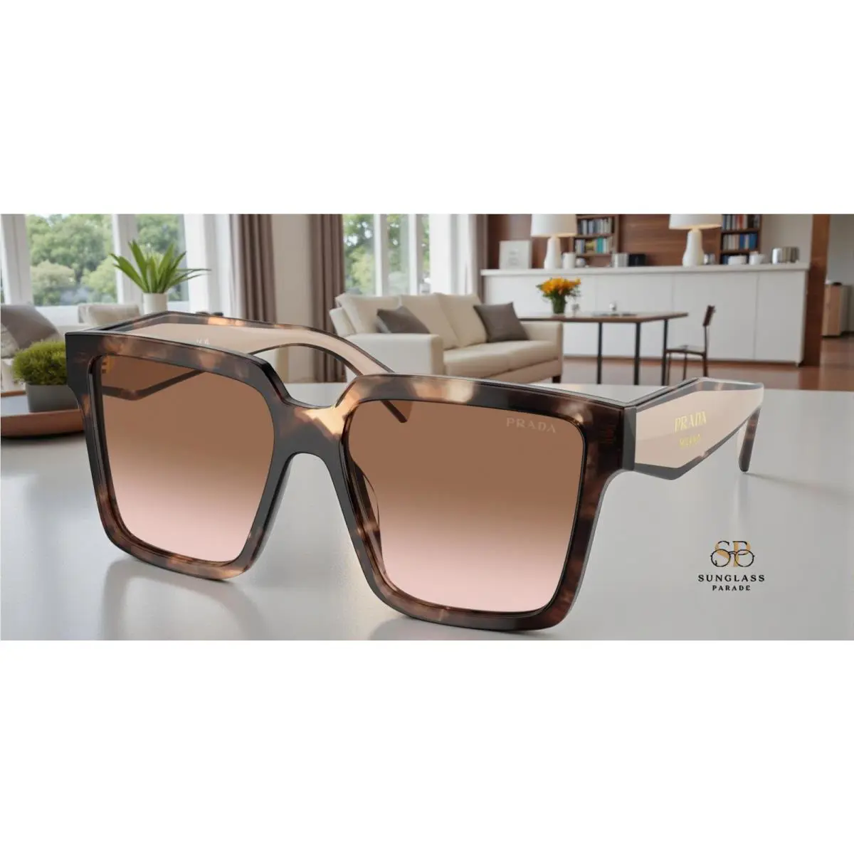 Prada PR 24ZSF 07R0A6 Caramel Tortoise Brown Gradient 57 mm Women`s Sunglasses