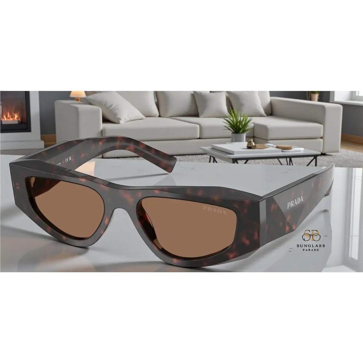 Prada PR B19S 17N06B Root Tortoise Dark Brown 52 mm Men`s Sunglasses