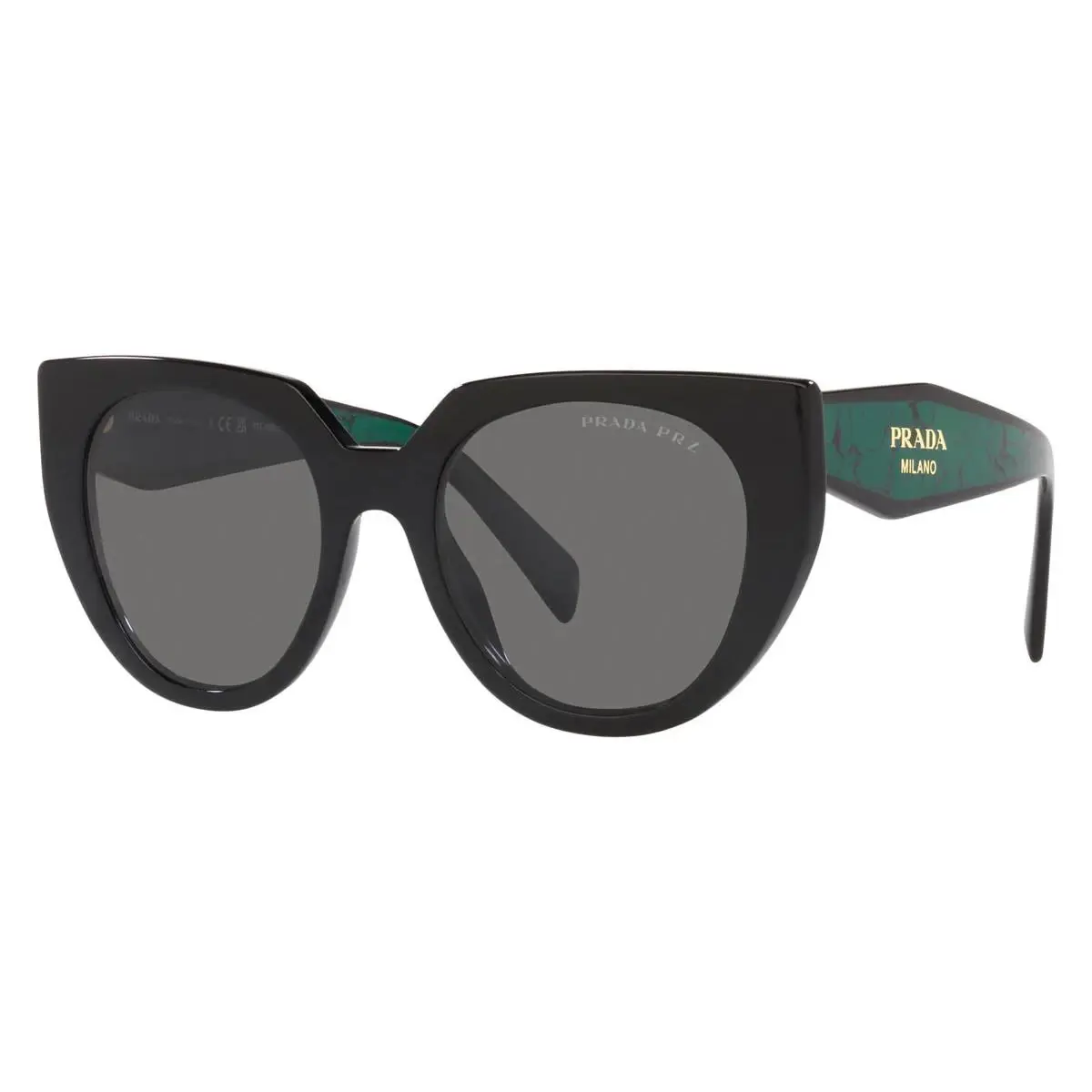 Prada PR 14WS 1AB5Z1 Black - Green 52mm Sunglasses / /