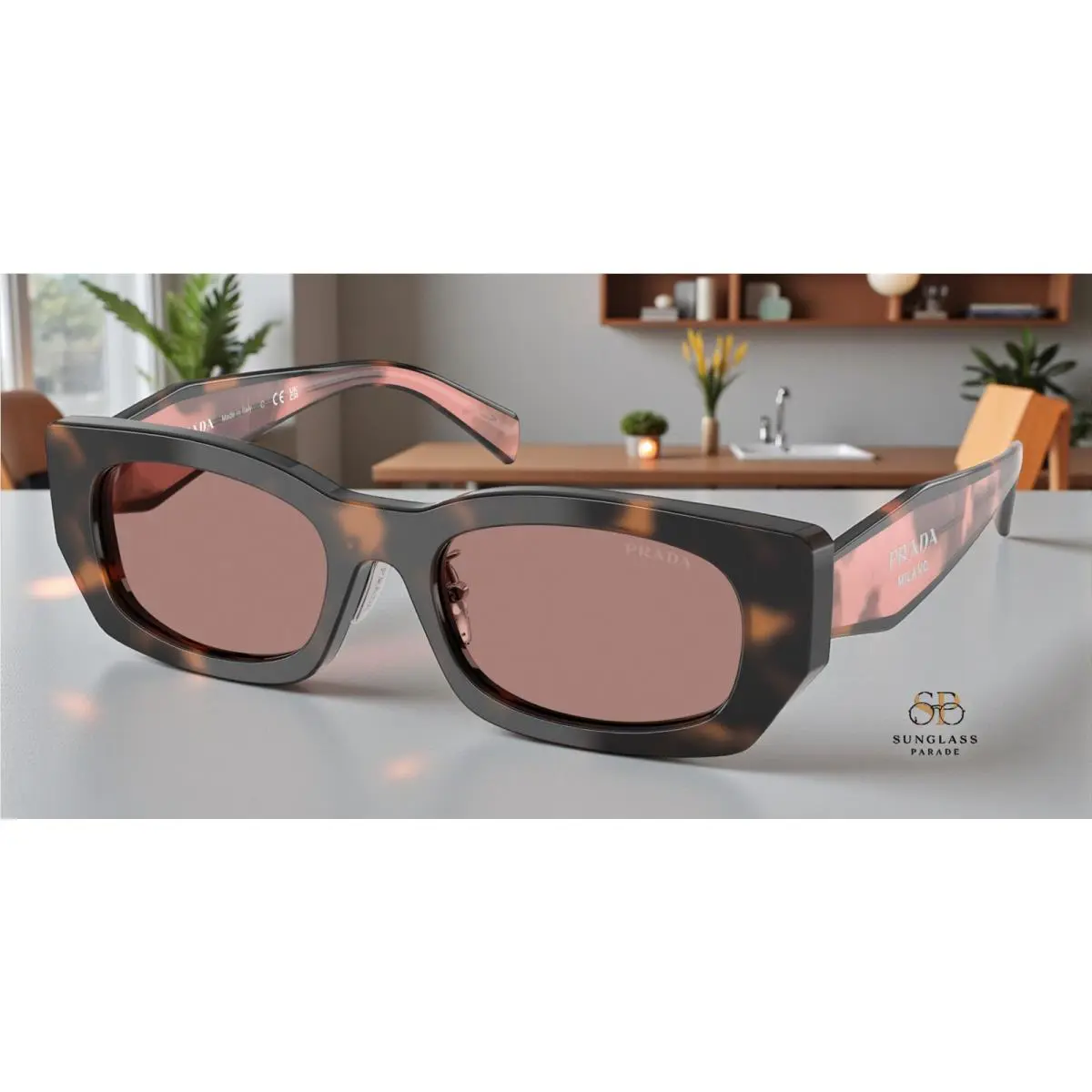 Prada PR B05SF 23A60B Mauve Tortoise Light Brown 53 mm Women`s Sunglasses