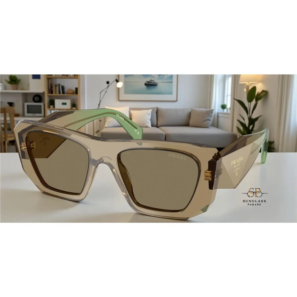 Prada PR B18S 29E90F Terra Light Brown 53 mm Women`s Sunglasses