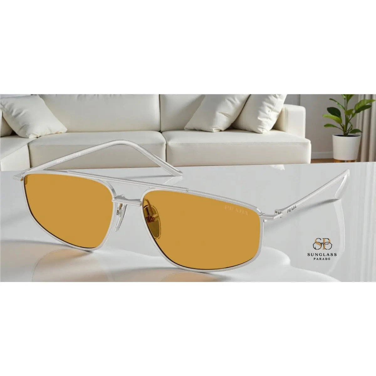 Prada PR C51S 1BC50P Silver Dark Honey 58 mm Women`s Sunglasses