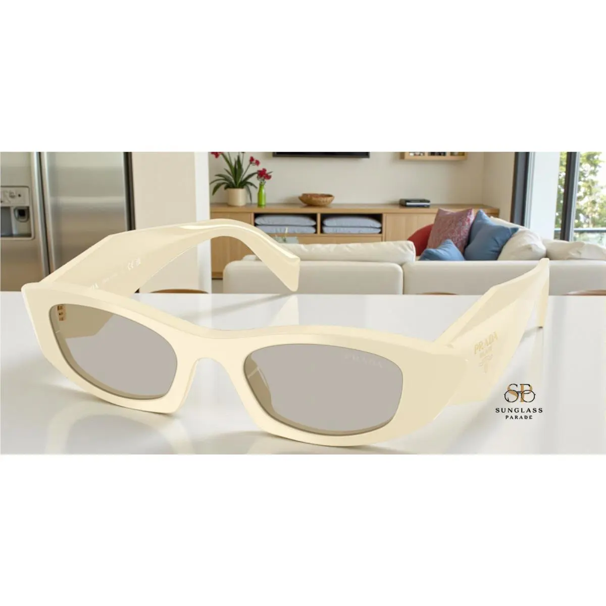 Prada PR B16S 21D5J2 White Milk Light Brown 50 mm Women`s Sunglasses