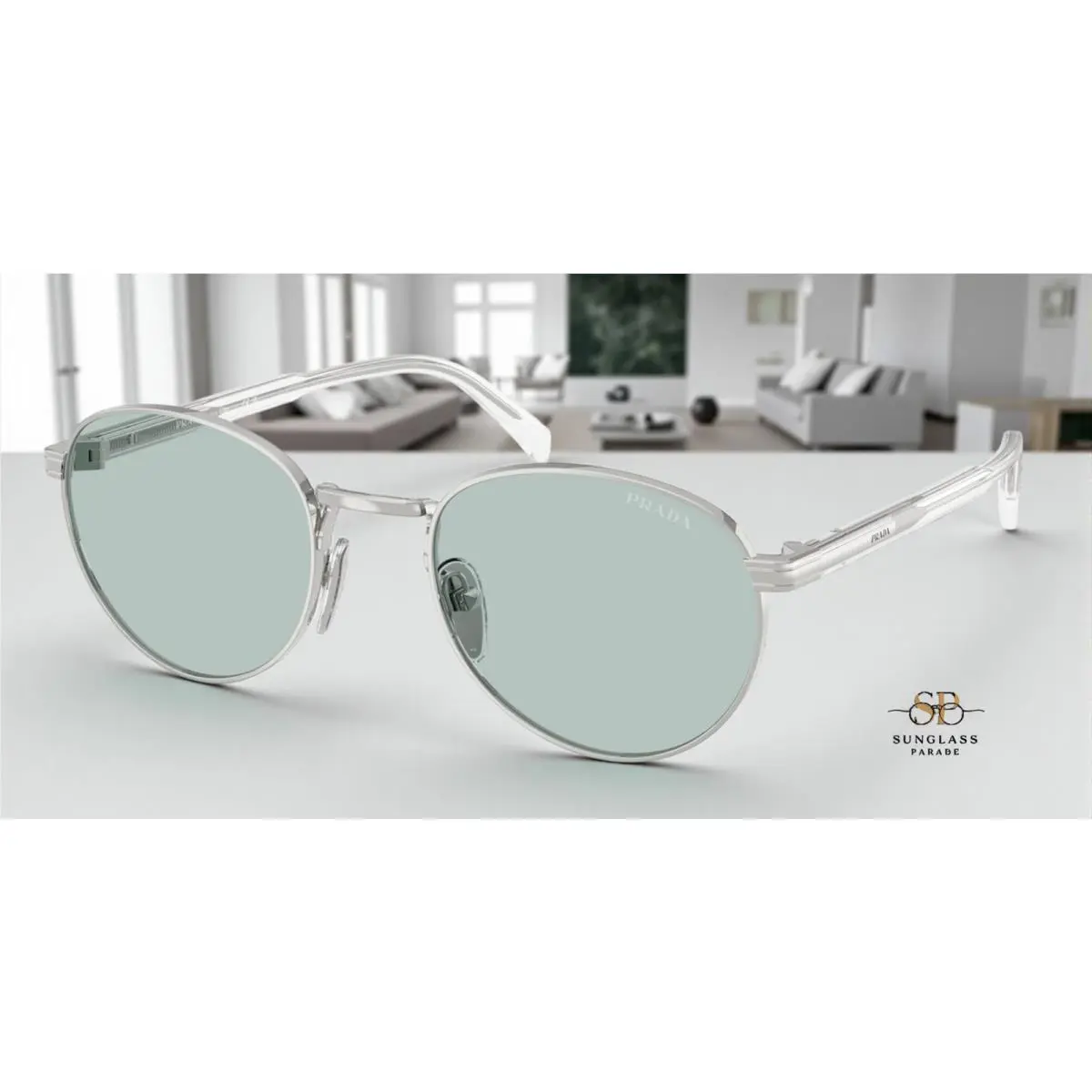 Prada PR B51S 1BC40N Acciaio Avio Chiaro 53 mm Men`s Sunglasses