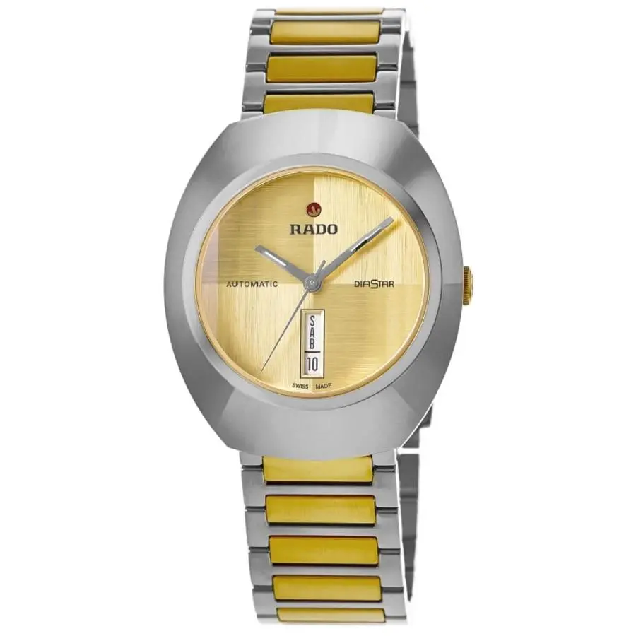 Rado Automatic Diastar Yellow Dial Two-tone Men`s Watch R12160253 - Face: Yellow, Dial: Yellow, Band: Two-Tone