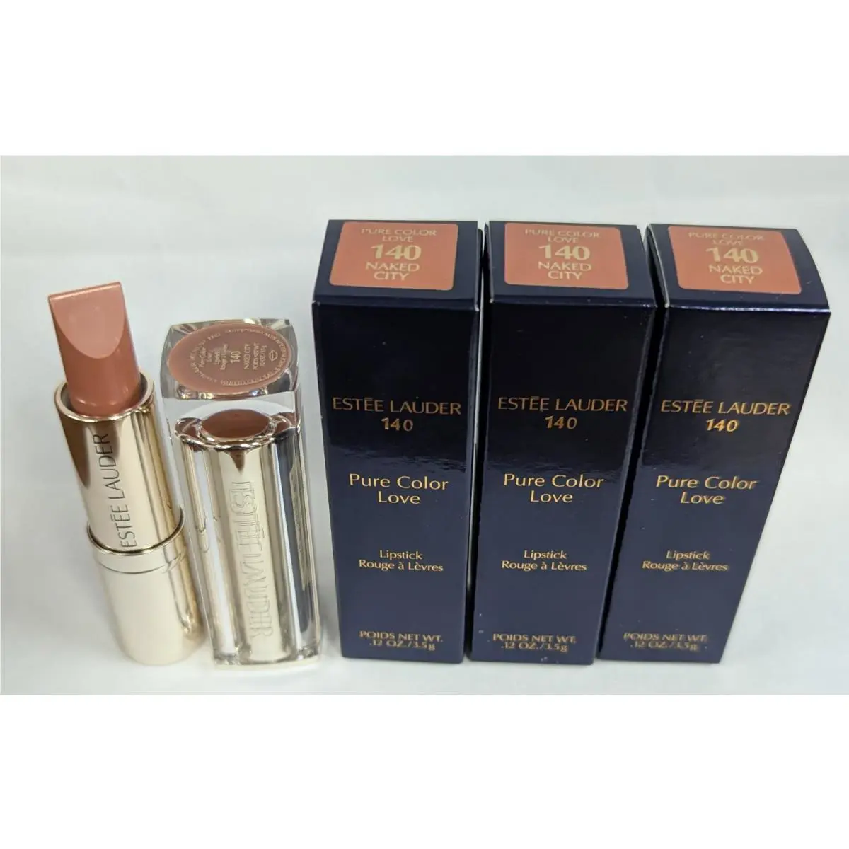 3 Estee Lauder Pure Color Love Lipstick 140 Naked City 0.12oz FS