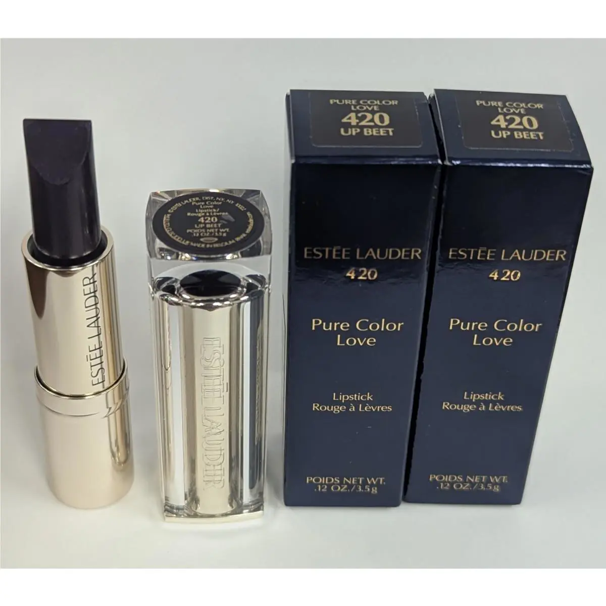 2 Estee Lauder Pure Color Love Lipstick 420 UP Beet 0.12oz Full Size
