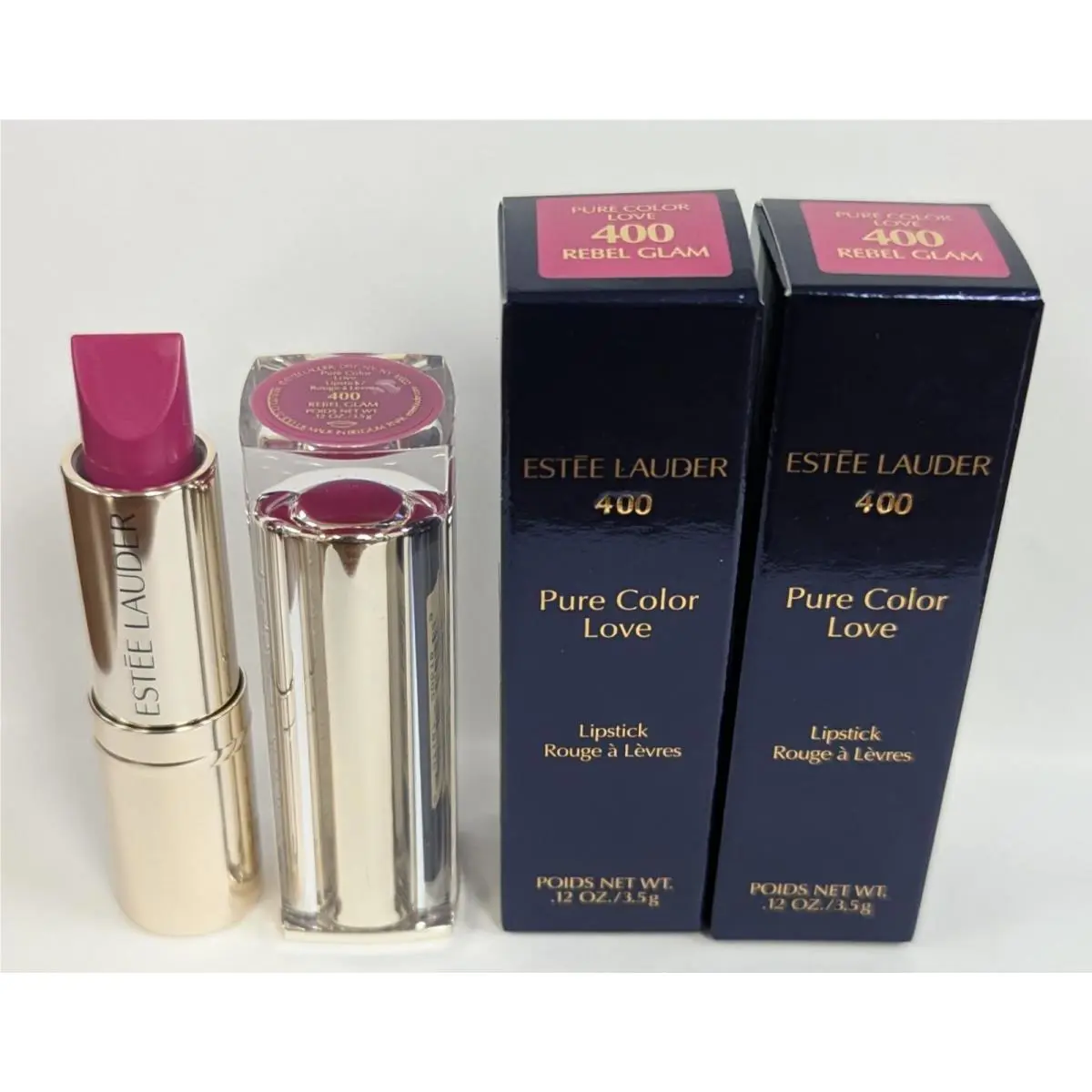 2 Estee Lauder Pure Color Love Lipstick 400 Rebel Glam 0.12oz FS