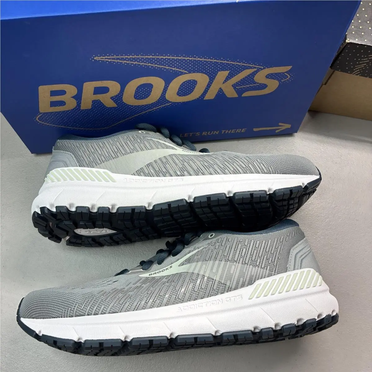 Brooks Addiction Gts 15 Grey Navy Aqua Lace Up Women`s Size 10 120352 1D 099