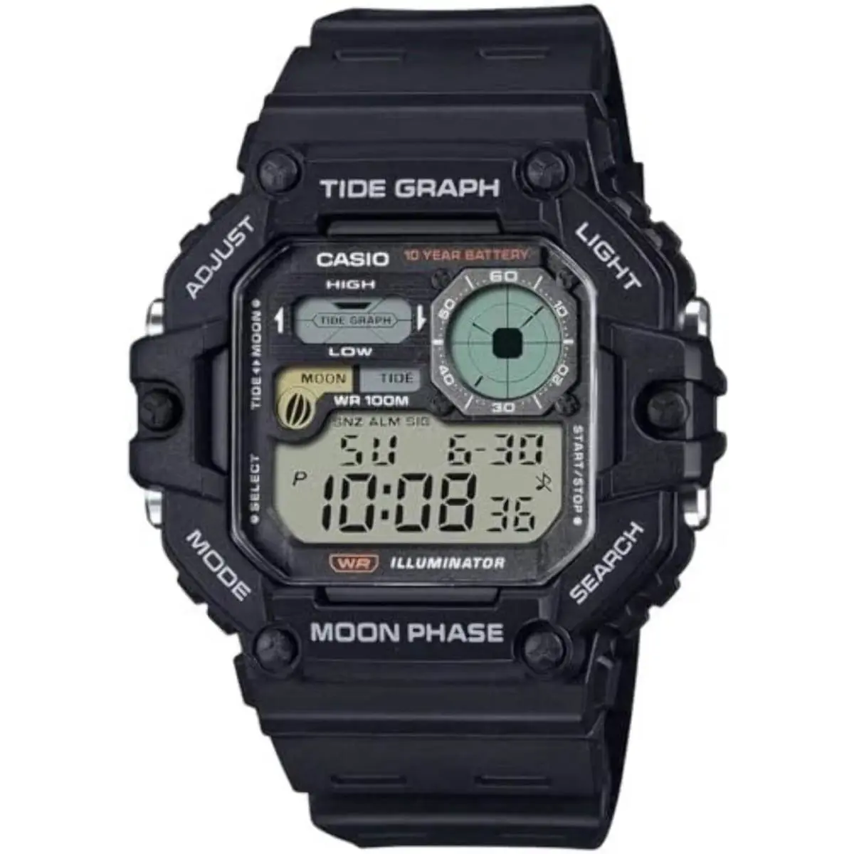 Casio WS1700H-1AV Digital Watch 100M Water Resistant Tide Graph Moon Data 10-Yea