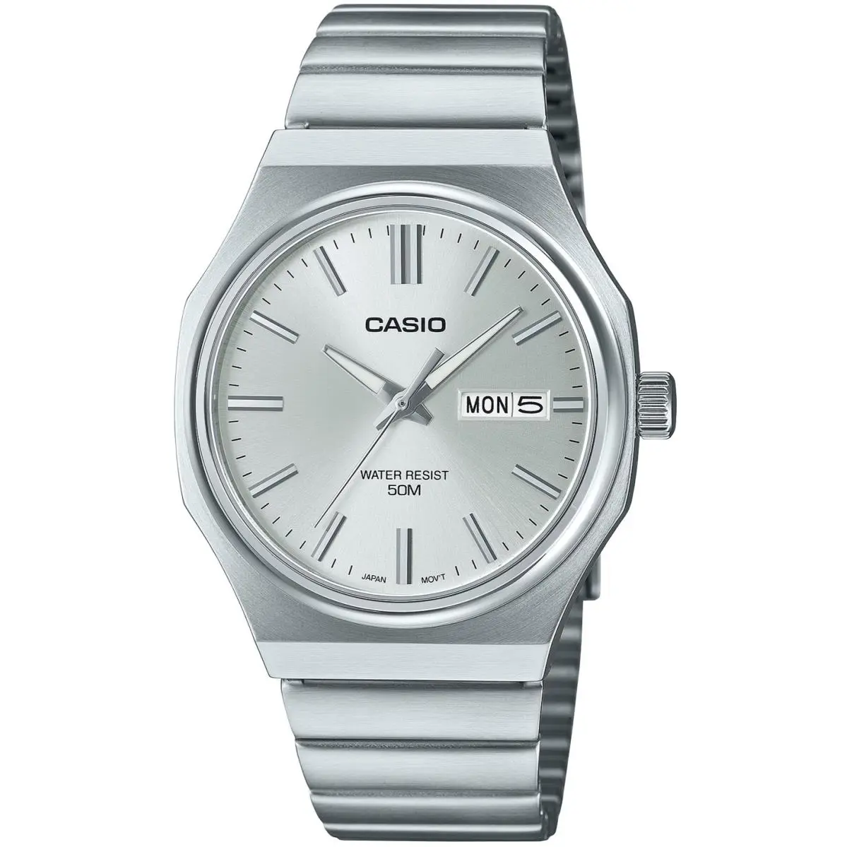 Casio Octagon Analog Day-date Watch 50mWR Stainless Steel Bracelet MTP-E735D-1AV