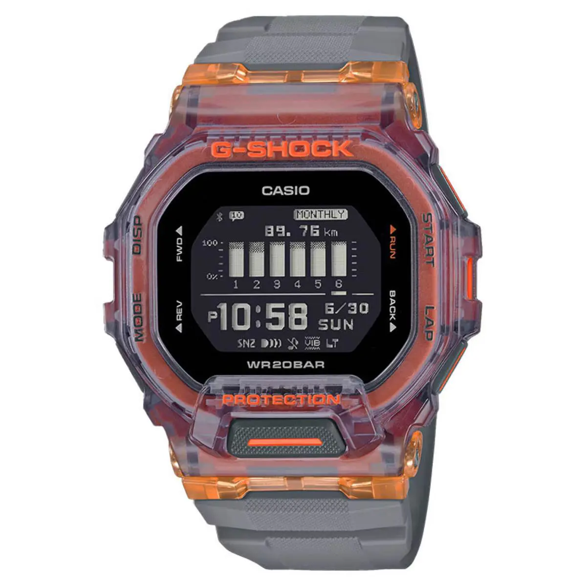 G-shock GBD-200SM-1A5 Bluetooth Orange / Gray Digital Watch by Casio