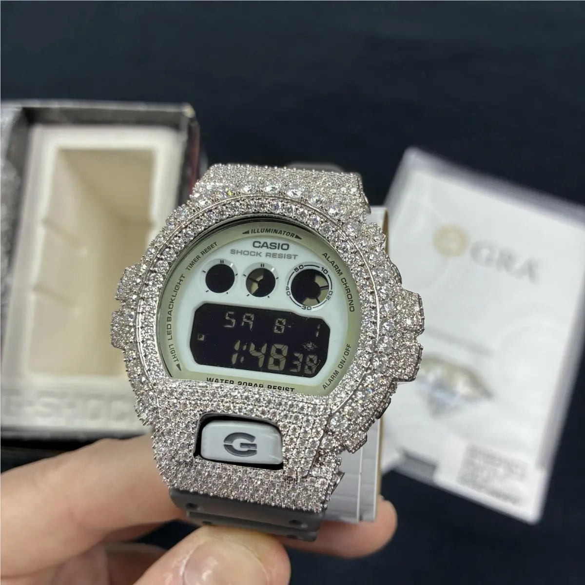 Casio G-shock DW6900 Iced Out Moissanite Watch VVS1 Bust Down Digital