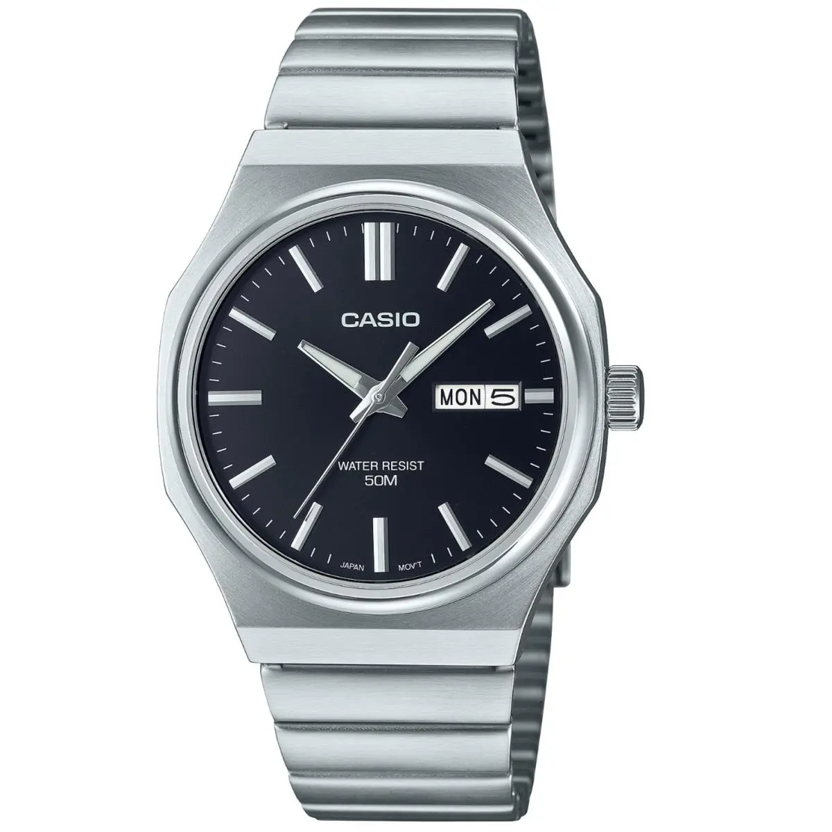 Casio Octagon Analog Day-date Watch 50mWR Stainless Steel Bracelet MTP-E735D-1AV