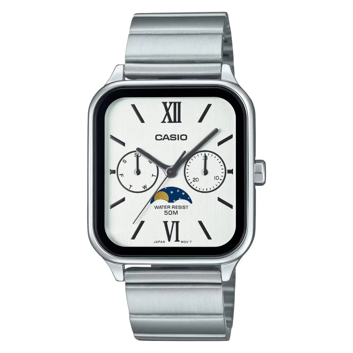 Casio MTP-M305D-7A2V Moonphase Quartz Analog White Dial Watch