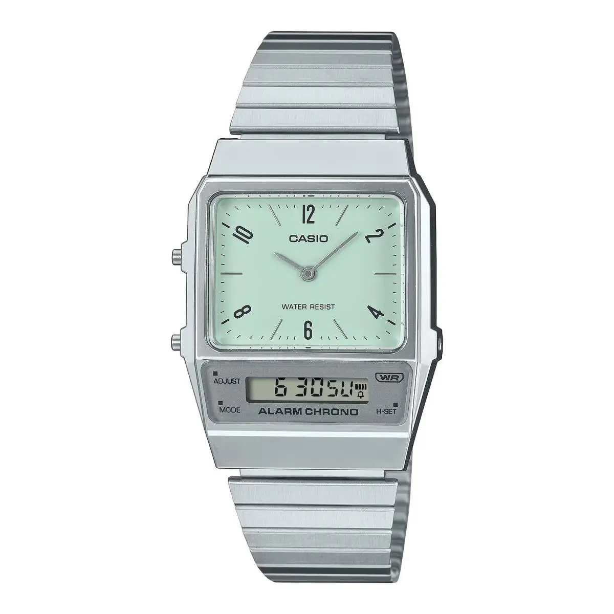 AQ-800E-3A A/d Quartz Green Dial Steel Watch by Casio