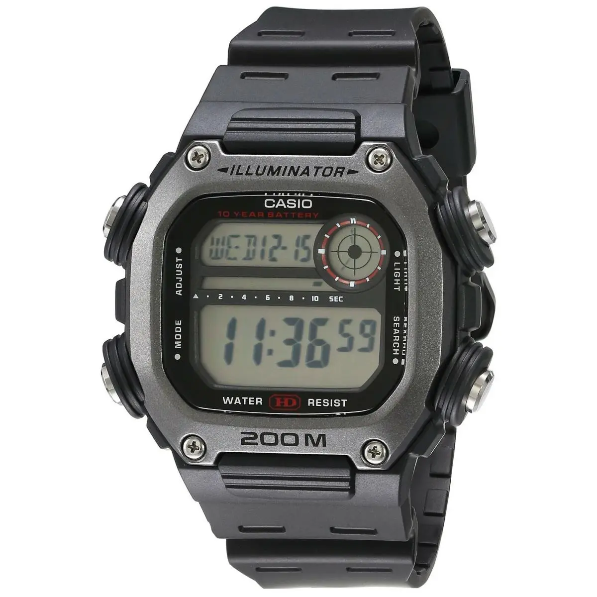 Casio DW291H-1A Quartz Black Watch with Resin Strap