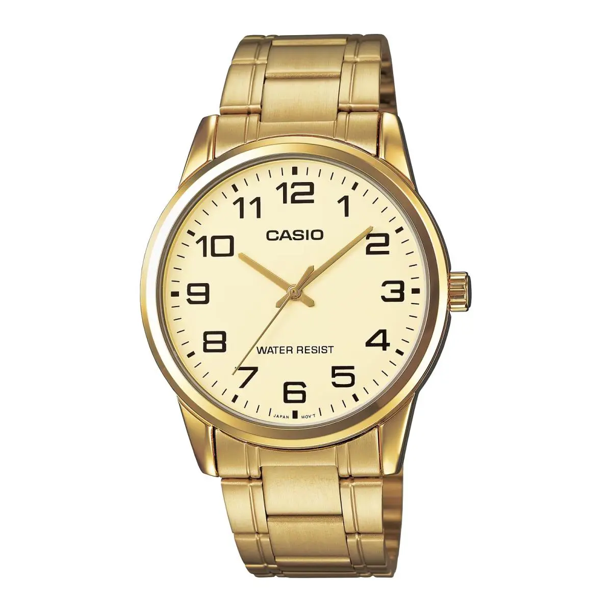 Casio Men’s Champagne Dial Analog Watch with Gold Tone Bracelet - MTP-V001G-9B