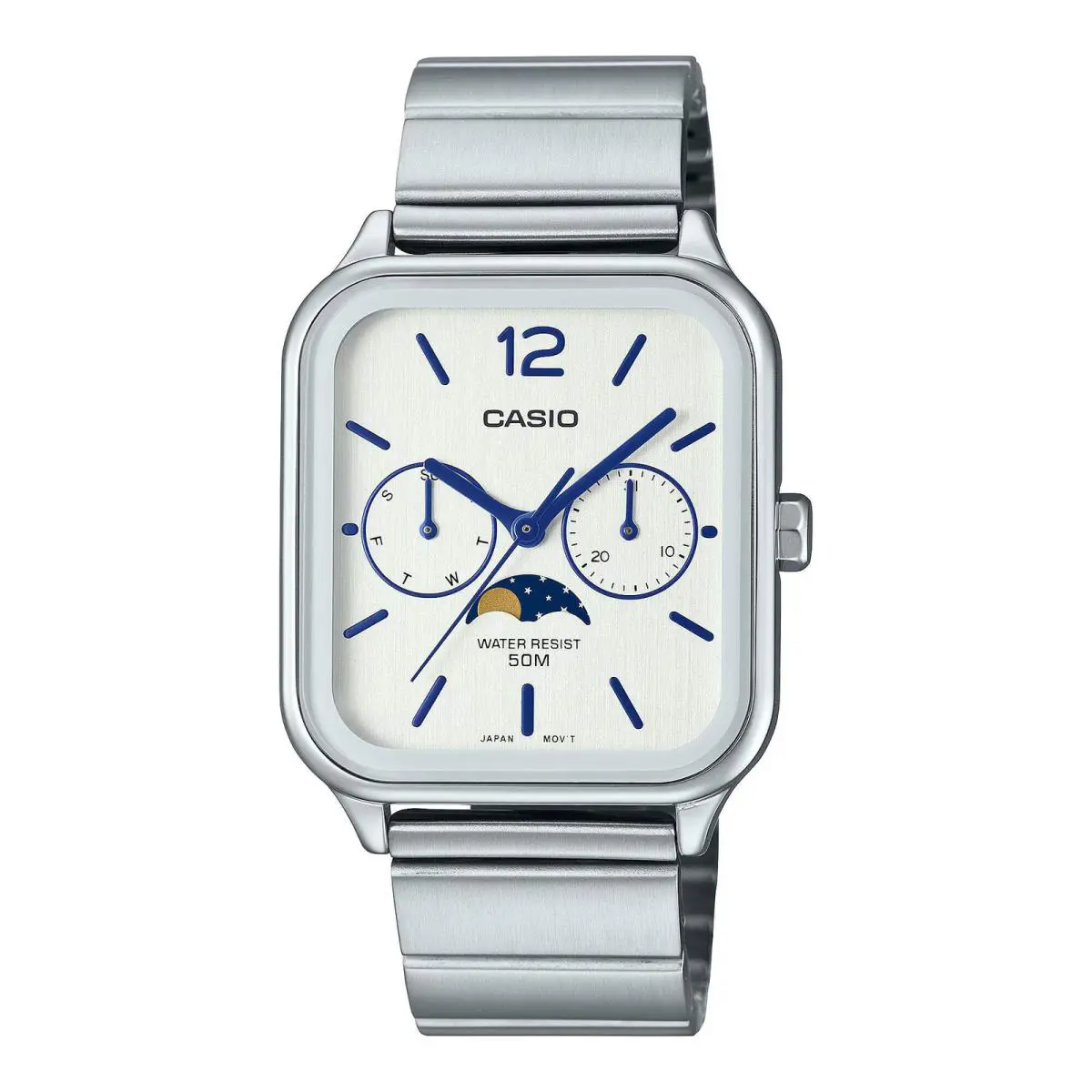 Casio MTP-M305D-7AV Moonphase Quartz Analog White Dial Watch