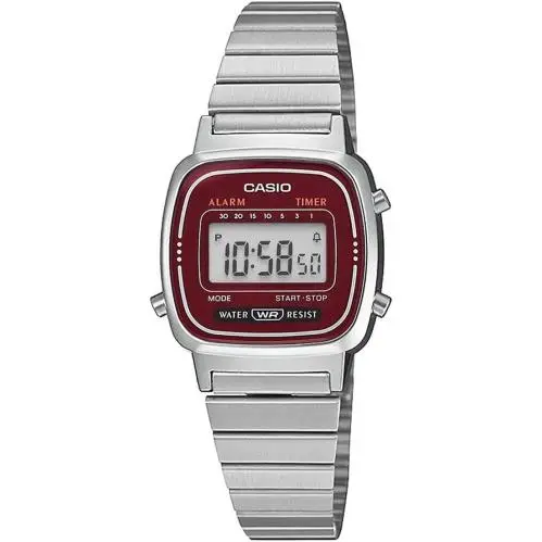 LA670WA-4 Women’s Digital Watch Red Dial Stainless Steel by Casio